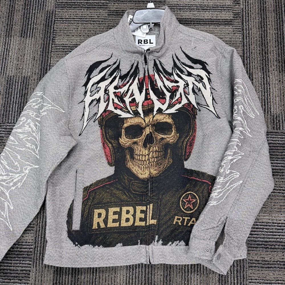❤️‍🔥 NEW REBEL MINDS R.STONE SKULL TAPESTRY LT.JACKET